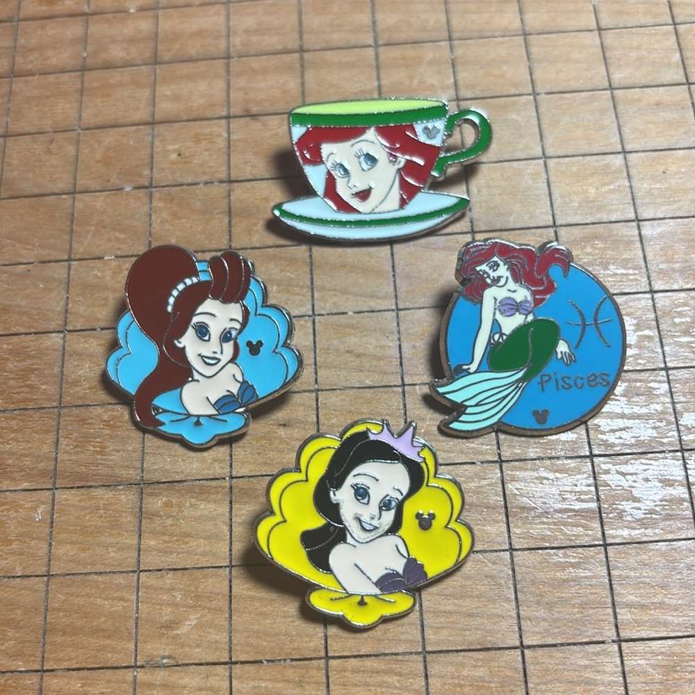Disney Trading Pins Ariel Tea Coffee Cup, Pisces, Sisters Aquata, Alana No Backs - Picture 15 of 17